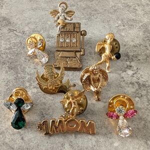 Gold Tone and Gemstone Angel Pins Collection